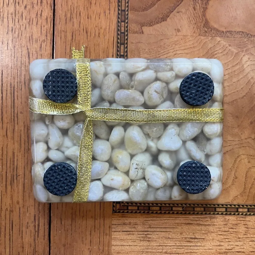 Hand made Pebble Stones Soap Dish in yellow cream